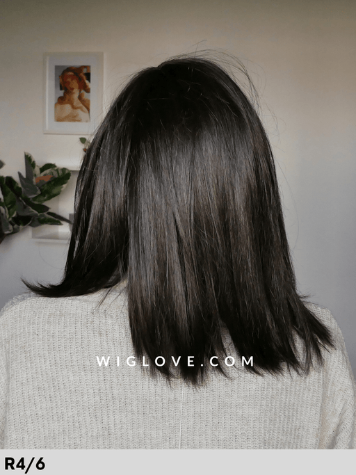 shai parrucca sintetica liscia alle spalle scalata con attaccatura naturale e riga sinistra lacefront monofilamento riga sinistra swiss lace+ collection