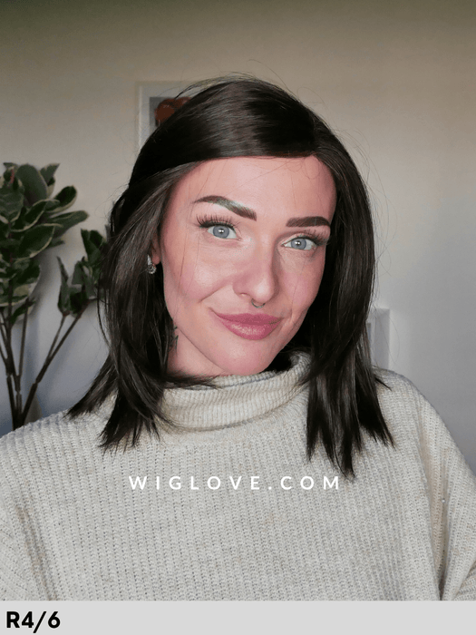 shai parrucca sintetica liscia alle spalle scalata con attaccatura naturale e riga sinistra lacefront monofilamento riga sinistra swiss lace+ collection