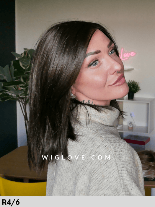 shai parrucca sintetica liscia alle spalle scalata con attaccatura naturale e riga sinistra lacefront monofilamento riga sinistra swiss lace+ collection