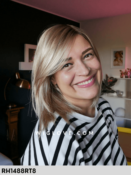 shai parrucca sintetica liscia alle spalle scalata con attaccatura naturale e riga sinistra lacefront monofilamento riga sinistra swiss lace+ collection