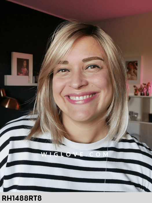 shai parrucca sintetica liscia alle spalle scalata con attaccatura naturale e riga sinistra lacefront monofilamento riga sinistra swiss lace+ collection