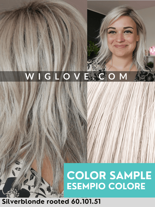 NOVEL DELUXE - 100% fatta a mano, attaccatura naturale, riga libera - Wig Love - Parrucca SinteticaPearl Blonde Rooted