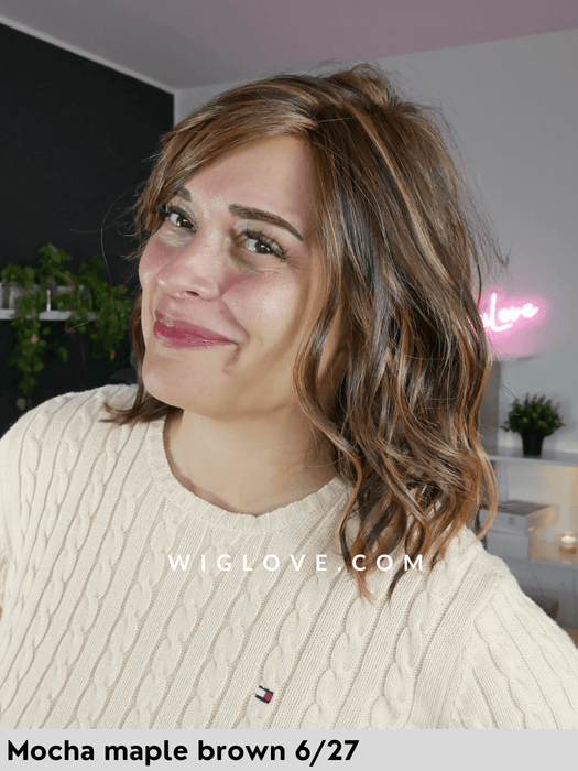 singapore belle tress parrucca media scalata in fibra sintetica termoresistente con  lacefront riga sinistra in monofilamento city collection