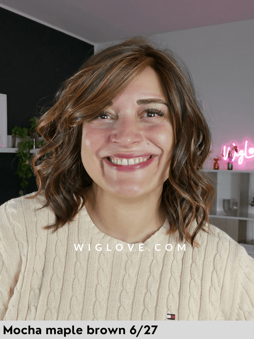 singapore belle tress parrucca media scalata in fibra sintetica termoresistente con  lacefront riga sinistra in monofilamento city collection