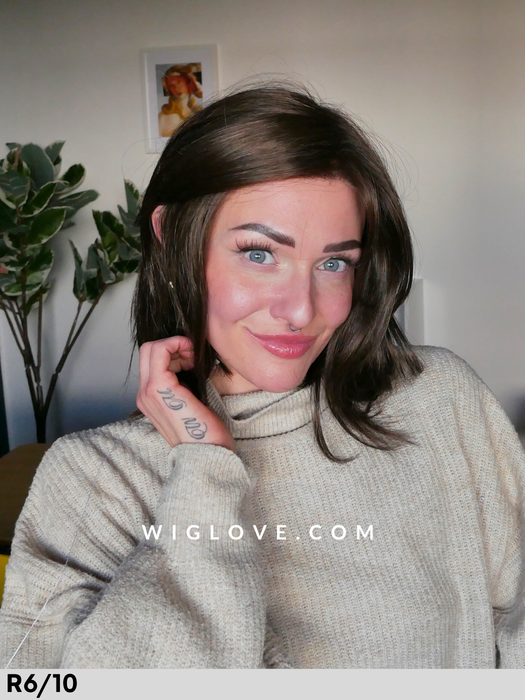 sky parrucca sintetica liscia alle spalle scalata con attaccatura naturale e riga sinistra lacefront monofilamento riga sinistra estetica designs 