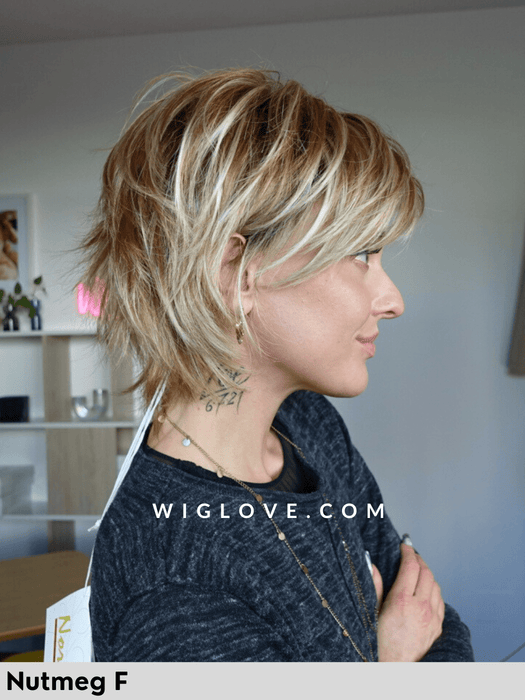 sky noriko parrucca corta fatta a macchina fibra sintetica voluminosa taglia M,L nutmeg F