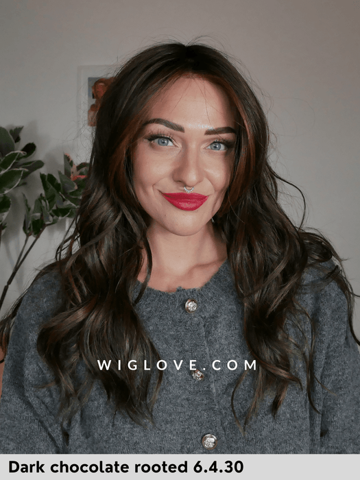 SPARKLE DELUXE - attaccatura naturale, riga libera, fatta a mano - Wig Love - Parrucca SinteticaDark Chocolate Rooted