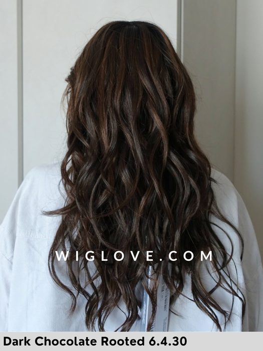SPARKLE DELUXE - attaccatura naturale, riga libera, fatta a mano - Wig Love - Parrucca SinteticaDark Chocolate Rooted