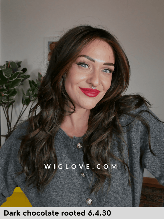 SPARKLE DELUXE - attaccatura naturale, riga libera, fatta a mano - Wig Love - Parrucca SinteticaDark Chocolate Rooted