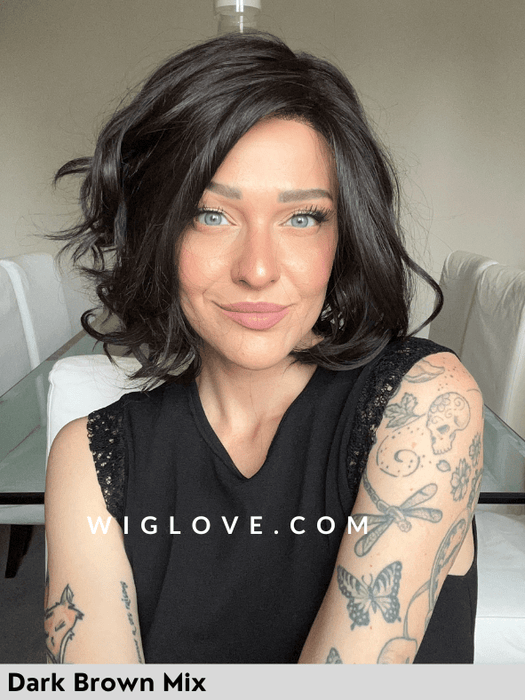 STELLA MONO PART - attaccatura naturale, riga sinistra - Wig Love - Parrucca SinteticaDark Brown Mix