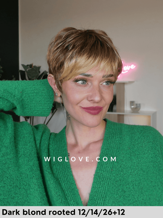 parrucca corta in fibra sintetica tradizionale super lizzy gisela mayer frangetta lacefront attaccatura naturale riga libera monofilamento 