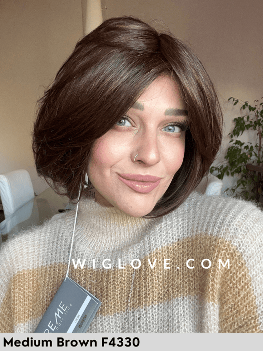 SUPREME LADY - capelli misti - 100% fatta a mano, silicone antiscivolo - Wig Love - Parrucca Capelli MistiMedium Brown F4330