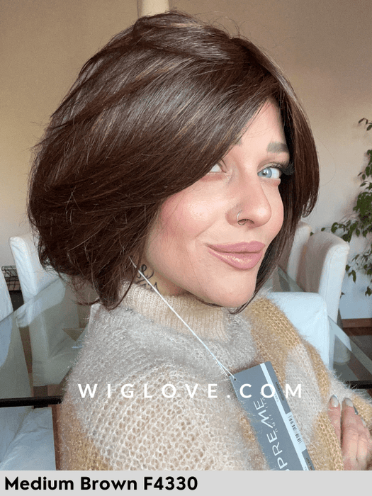 SUPREME LADY - capelli misti - 100% fatta a mano, silicone antiscivolo - Wig Love - Parrucca Capelli MistiMedium Brown F4330