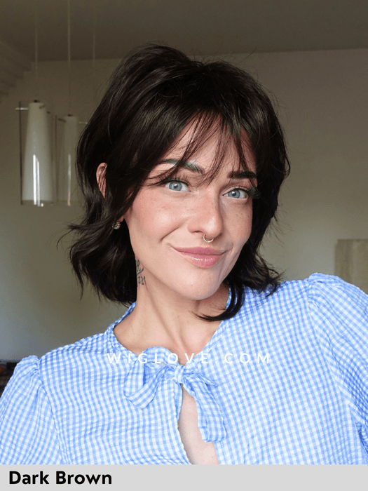 suzy gisela mayer parrucca fatta a macchina fibra sintetica tradizionale scalata con frangetta taglia M