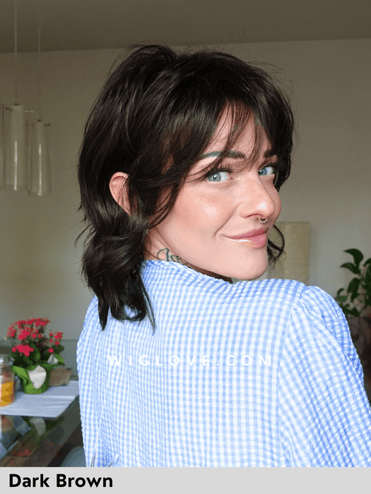 suzy gisela mayer parrucca fatta a macchina fibra sintetica tradizionale scalata con frangetta taglia M