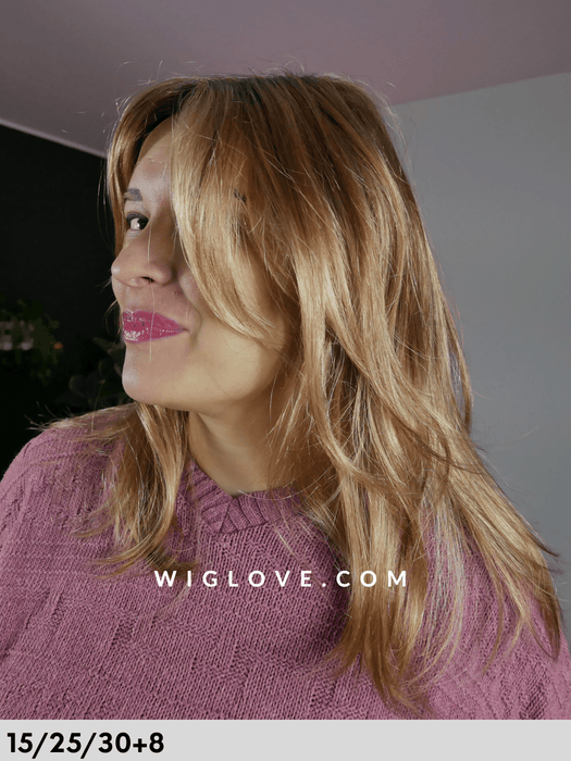 sympathy mono lace deluxe gisela mayer parrucca lunga scalata in fibra sintetica tradizionale piega liscia 100% fatta a mano poliuretano lacefront riga libera monofilamento