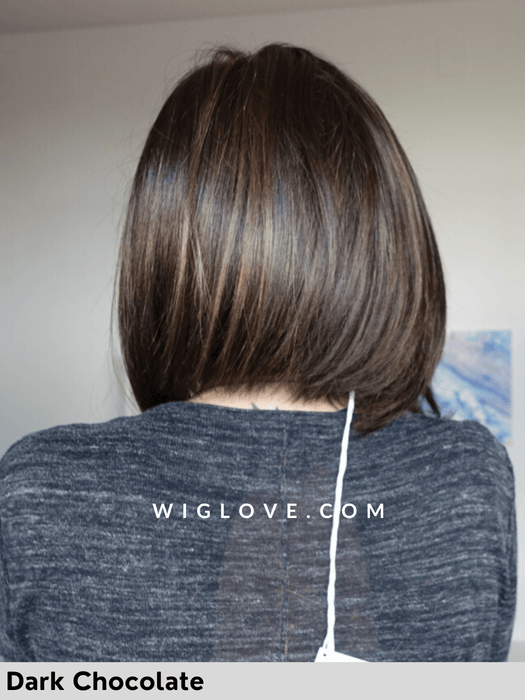 taylor di noriko parrucca bob scatalo lungo sul davanti piega liscia fibra sintetica tradizionale attaccatura naturale riga sinistra dark chocolate 