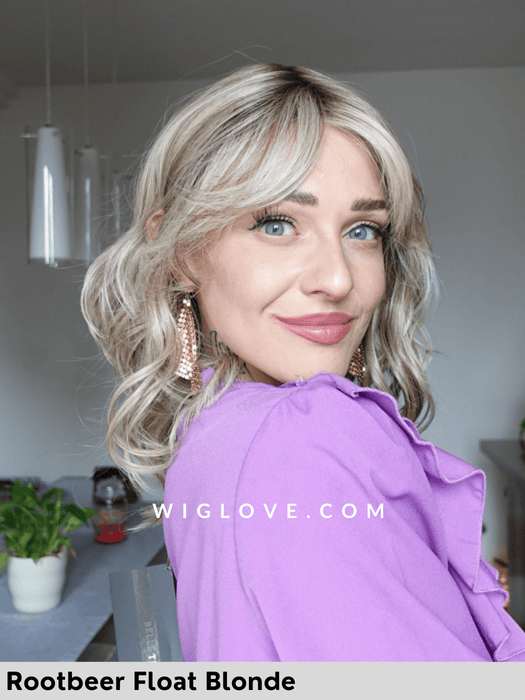 tea rose belle tress parrucca mossa media con frangetta in fibra sintetica termoresistente attaccatura naturale riga centrale retro aperto fatto a macchina cafè collection