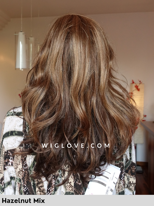 temptation  gisela mayer parrucca lunga mossa e scalata  in fibra sintetica tradizionale lacefront riga sinistra tg M 