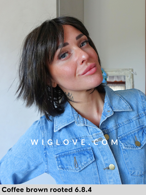 tess mono part ellen wille parrucca sintetica termoresistente lace front riga centrale frangetta piega mossa