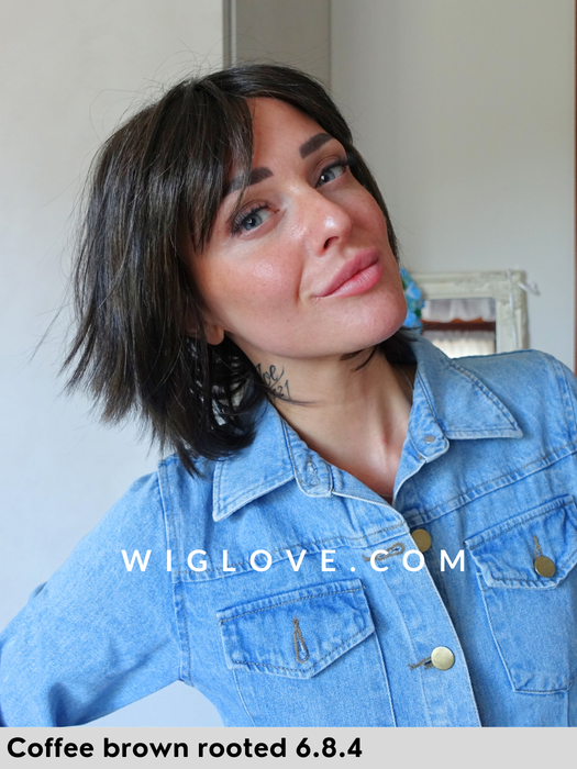 tess mono part ellen wille parrucca sintetica termoresistente lace front riga centrale frangetta piega mossa