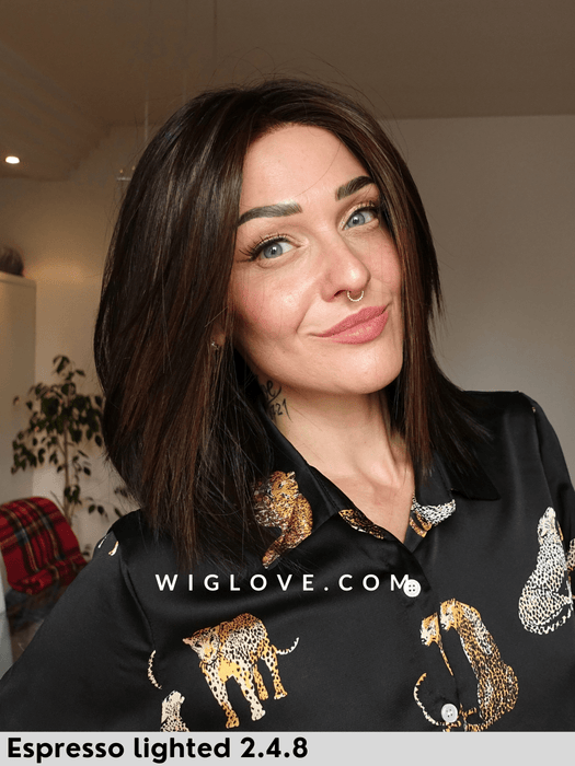 treasure soft ellen wille parrucca dispositivo medico fibra sintetica termoresistente fatta a mano lacefront riga centrale doppio monofilamento taglia M piega liscia long bob