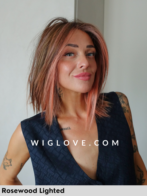 treasure soft ellen wille parrucca dispositivo medico fibra sintetica termoresistente fatta a mano lacefront riga centrale doppio monofilamento taglia M piega liscia long bob
