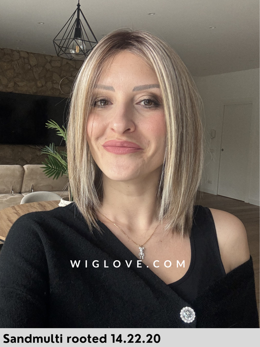 treasure soft ellen wille parrucca dispositivo medico fibra sintetica termoresistente fatta a mano lacefront riga centrale doppio monofilamento taglia M piega liscia long bob