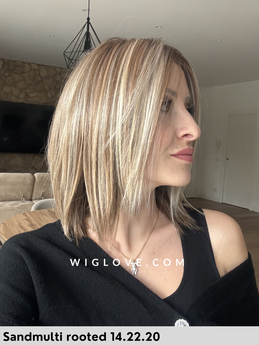 treasure soft ellen wille parrucca dispositivo medico fibra sintetica termoresistente fatta a mano lacefront riga centrale doppio monofilamento taglia M piega liscia long bob
