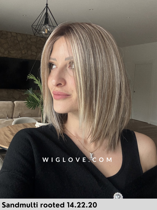 treasure soft ellen wille parrucca dispositivo medico fibra sintetica termoresistente fatta a mano lacefront riga centrale doppio monofilamento taglia M piega liscia long bob