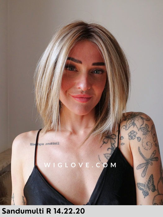 treasure soft ellen wille parrucca dispositivo medico fibra sintetica termoresistente fatta a mano lacefront riga centrale doppio monofilamento taglia M piega liscia long bob