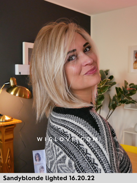 treasure soft ellen wille parrucca dispositivo medico fibra sintetica termoresistente fatta a mano lacefront riga centrale doppio monofilamento taglia M piega liscia long bob