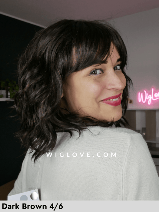 vision rock gisela mayer parrucca mossa con frangetta in fibra sintetica tradizionale fatta a macchina monofilamento al vortice.