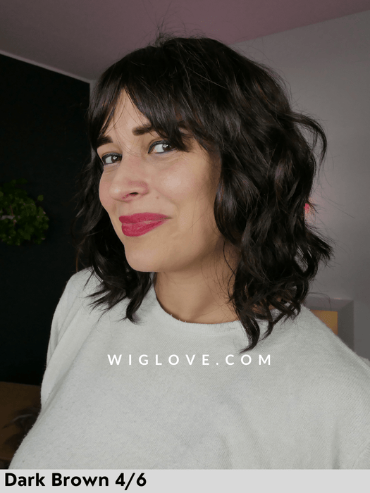 vision rock gisela mayer parrucca mossa con frangetta in fibra sintetica tradizionale fatta a macchina monofilamento al vortice.