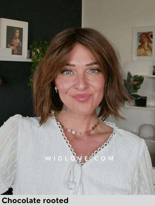 VIVI MONO PART - riga centrale, attaccatura naturale - Wig Love - Parrucca SinteticaChocolate Rooted