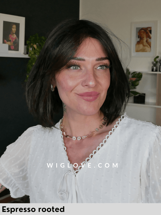 VIVI MONO PART - riga centrale, attaccatura naturale - Wig Love - Parrucca SinteticaEspresso Rooted