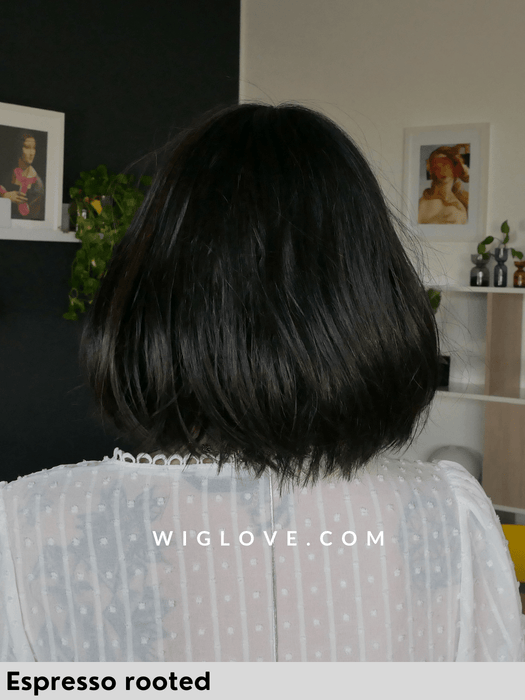 Parrucca sintetica piastrabile Vivi Mono Part colore Espresso Roote di Ellen Wille. Parrucca donna alopecia tumore, lace wig heat resistant for alopecia