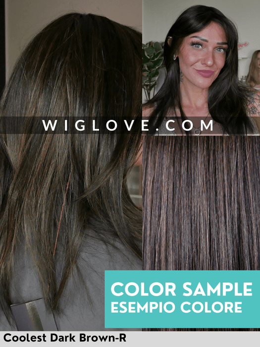 WESTWOOD - 100% fatta a mano, attaccatura estesa, antiscivolo - Wig Love - Parrucca SinteticaCoolest Dark Brown Rooted