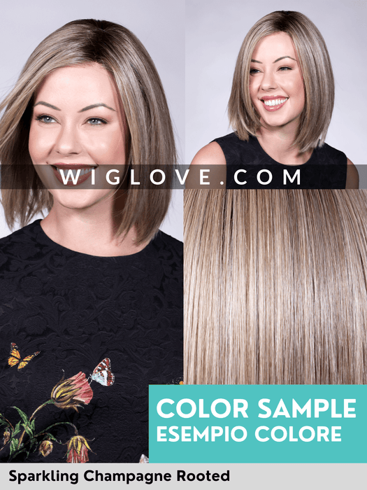 WESTWOOD - 100% fatta a mano, attaccatura estesa, antiscivolo - Wig Love - Parrucca SinteticaSparkling Champagne Rooted