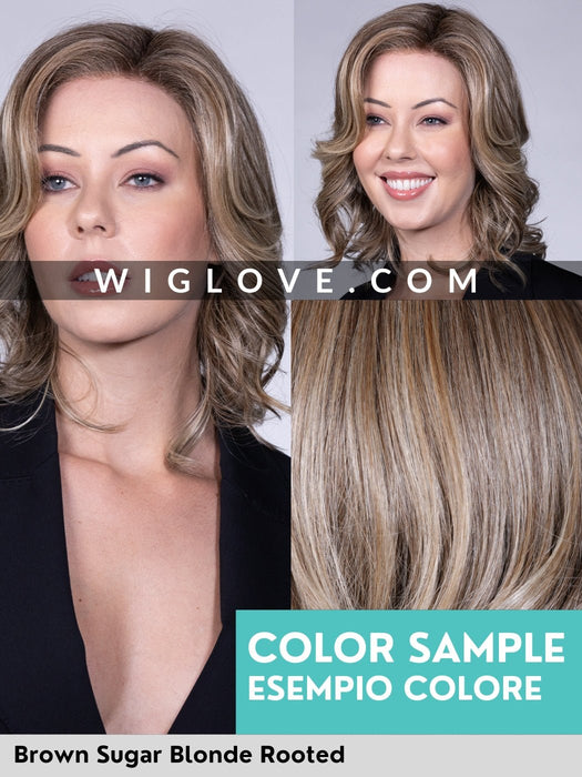 WINDTOUR - attaccatura estesa, doppio monofilamento, antiscivolo, retro chiuso - Wig Love - Parrucca SinteticaBrown Sugar Blonde Rooted