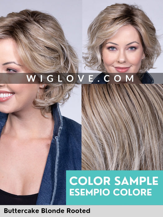 WINDTOUR - attaccatura estesa, doppio monofilamento, antiscivolo, retro chiuso - Wig Love - Parrucca SinteticaButtercake Blonde Rooted