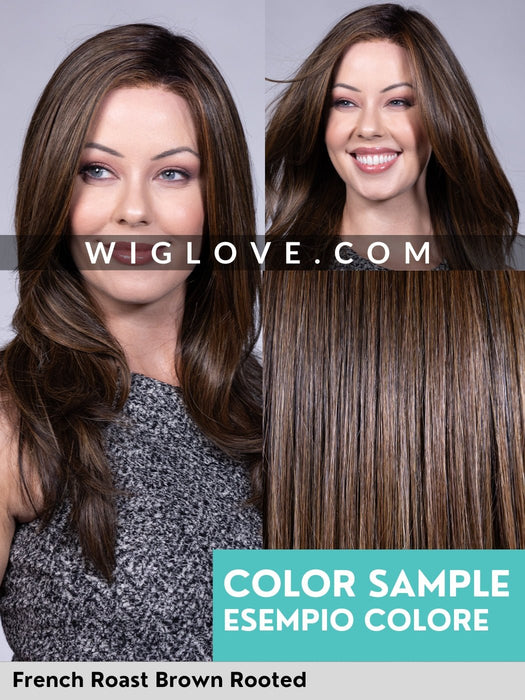 WINDTOUR - attaccatura estesa, doppio monofilamento, antiscivolo, retro chiuso - Wig Love - Parrucca SinteticaFrench Roast Brown Rooted