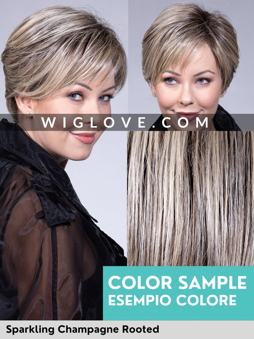 WINDTOUR - attaccatura estesa, doppio monofilamento, antiscivolo, retro chiuso - Wig Love - Parrucca SinteticaSparkling Champagne Blonde Rooted