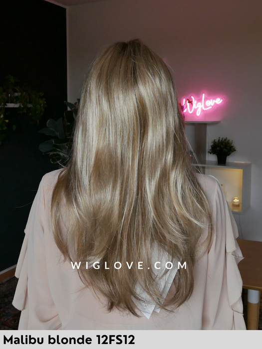 zara jon renau parrucca lunga sintetica tradizionale attaccatura naturale lacefront riga libera monofilamento esteso retro fatta a macchina taglia S, M,L 