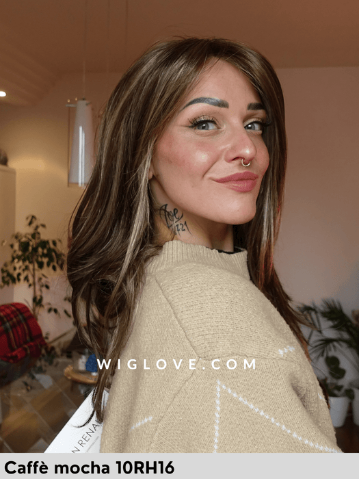 zara lite jon renau parrucca sintetica lunga e scalata 100% fatta a mano lacefront attaccatura naturale riga libera monofilamento retro chiuso poliuretano