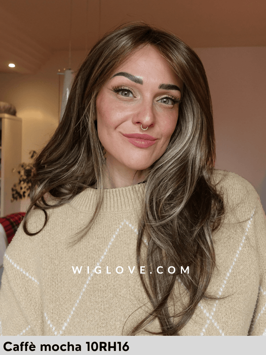 zara lite jon renau parrucca sintetica lunga e scalata 100% fatta a mano lacefront attaccatura naturale riga libera monofilamento retro chiuso poliuretano