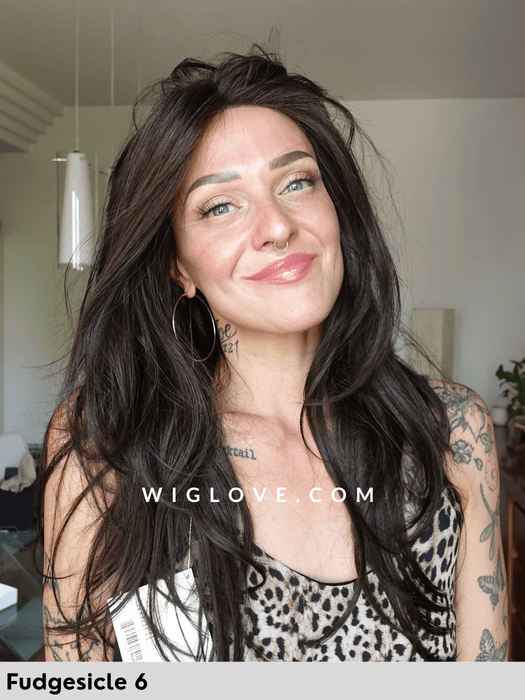 zara jon renau parrucca sintetica lunga e scalata lacefront attaccatura naturale riga libera monofilamento retro aperto e fatto a macchina 