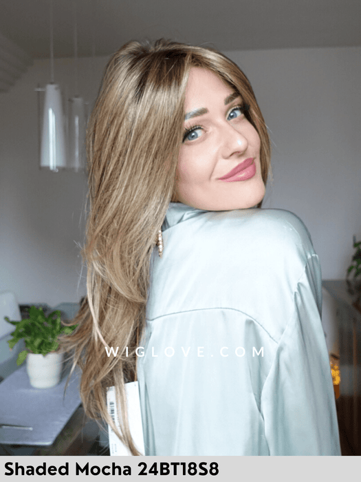 zara jon renau parrucca sintetica lunga e scalata lacefront attaccatura naturale riga libera monofilamento retro aperto e fatto a macchina 