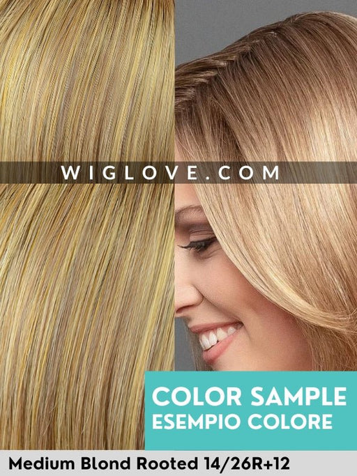 ISA MONO LACE - attaccatura naturale, riga libera - Wig Love - Parrucca SinteticaMedium Blond Rooted 14/26R+12