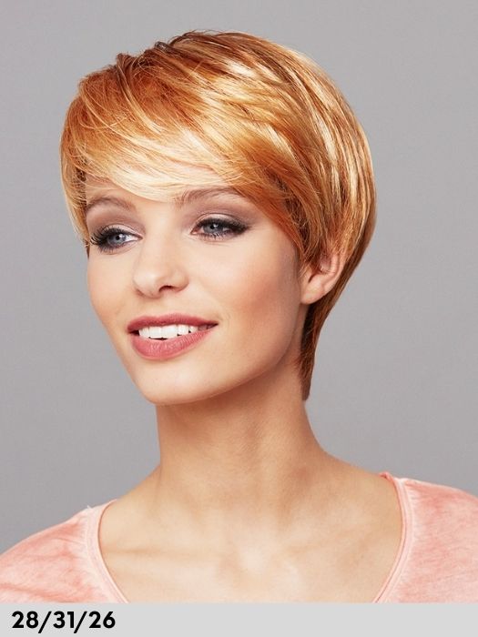 parrucca rossa con frangia. Parrucca per perdita di capelli dovuta ad alopecia o chemio. 